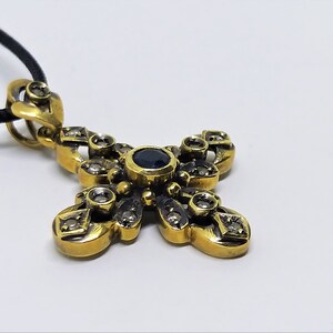 Antique Diamond Cross Necklace – Georgian Style Cross Pendant – Vintage Religious Jewelry – Gold Cross Pendant image 7