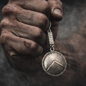 Spartan Shield Keychain: Handmade Zamak Metal, Greek Art