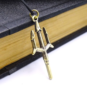 Neptune’s Trident Solid Bronze Pendant Necklace, Mens Trident Pendant, Poseidon Necklace, Nautical Pendant Trident Necklace,Necklace for men