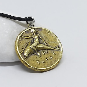 Calabria Drachma coin pendant necklace, Horse pendant, Dolphin coin necklace, Good Luck Greek Jewelry,Museum reproduction,Lucky coin pendant image 4