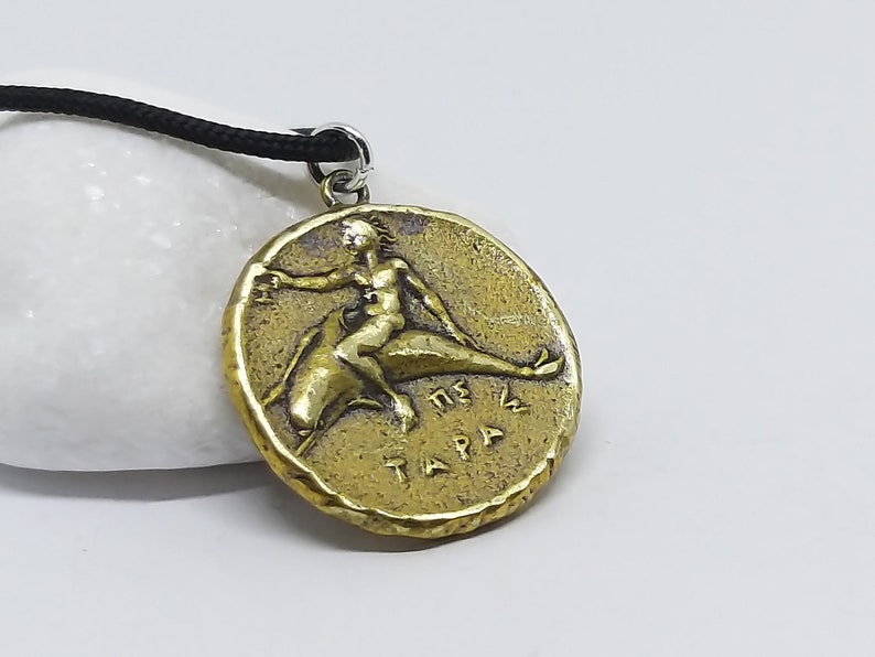 Calabria Drachma coin pendant necklace, Horse pendant, Dolphin coin necklace, Good Luck Greek Jewelry,Museum reproduction,Lucky coin pendant image 4