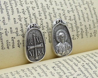 IC XC NIKA Jesus Christ Double sided pendant necklace, Byzantine Cross Konstantinato Jewelry, Christian Pendant, Orthodox protection gift