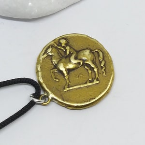 Calabria Drachma coin pendant necklace, Horse pendant, Dolphin coin necklace, Good Luck Greek Jewelry,Museum reproduction,Lucky coin pendant image 2