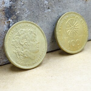 Real Greek coin 100 drachmas with Alexander the Great king of Macedonia, Macedonia keychain, Coin key ring, Real coin pendant, Archeaologist