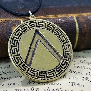 Greek Spartan Shield Pendant in Satin finish Antique Bronze, Leonidas,300,Lambda,Symbol,Warrior,Protection,Amulet,Necklace,Jewelry,Skyrim