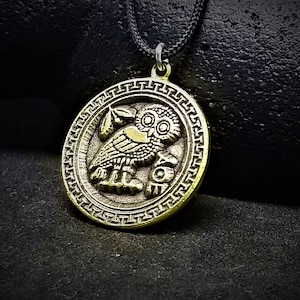 Vintage Greek Owl Coin Pendant Necklace, Goddess Athena Owl Necklace, Birthday Gift, Graduation Gift, Layered Necklace, Minimalist Necklace