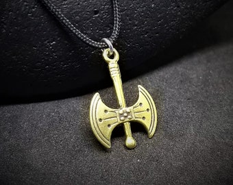 Little Minoan Axe Pendant Necklace, Ancient Greek Double Axe Pendant, Antique Bronze Labrys Charm, Ancient Civilization mini Axe women gift