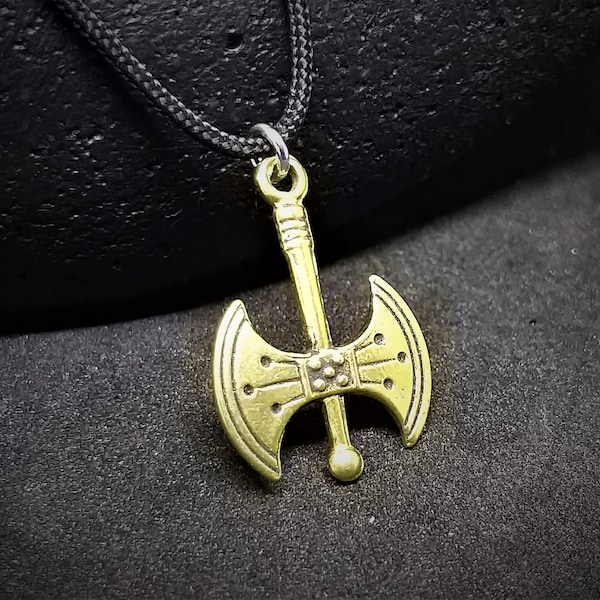 Little Minoan Axe Pendant Necklace, Ancient Greek Double Axe Pendant, Antique Bronze Labrys Charm, Ancient Civilization mini Axe women gift