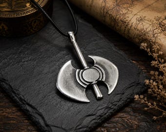 Doppelaxt Anhänger, Labrys Halskette, Altgriechischer Schmuck, Minoisches Symbol, Handgeschnitzter Silber Anhänger, Mythologie Geschenk