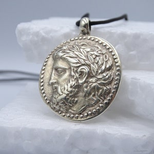 Greece Ancient Tetradrachm big coin from Pella, God Zeus and King Philip on Horse, King Philip II coin pendant, Alexander The Great Father