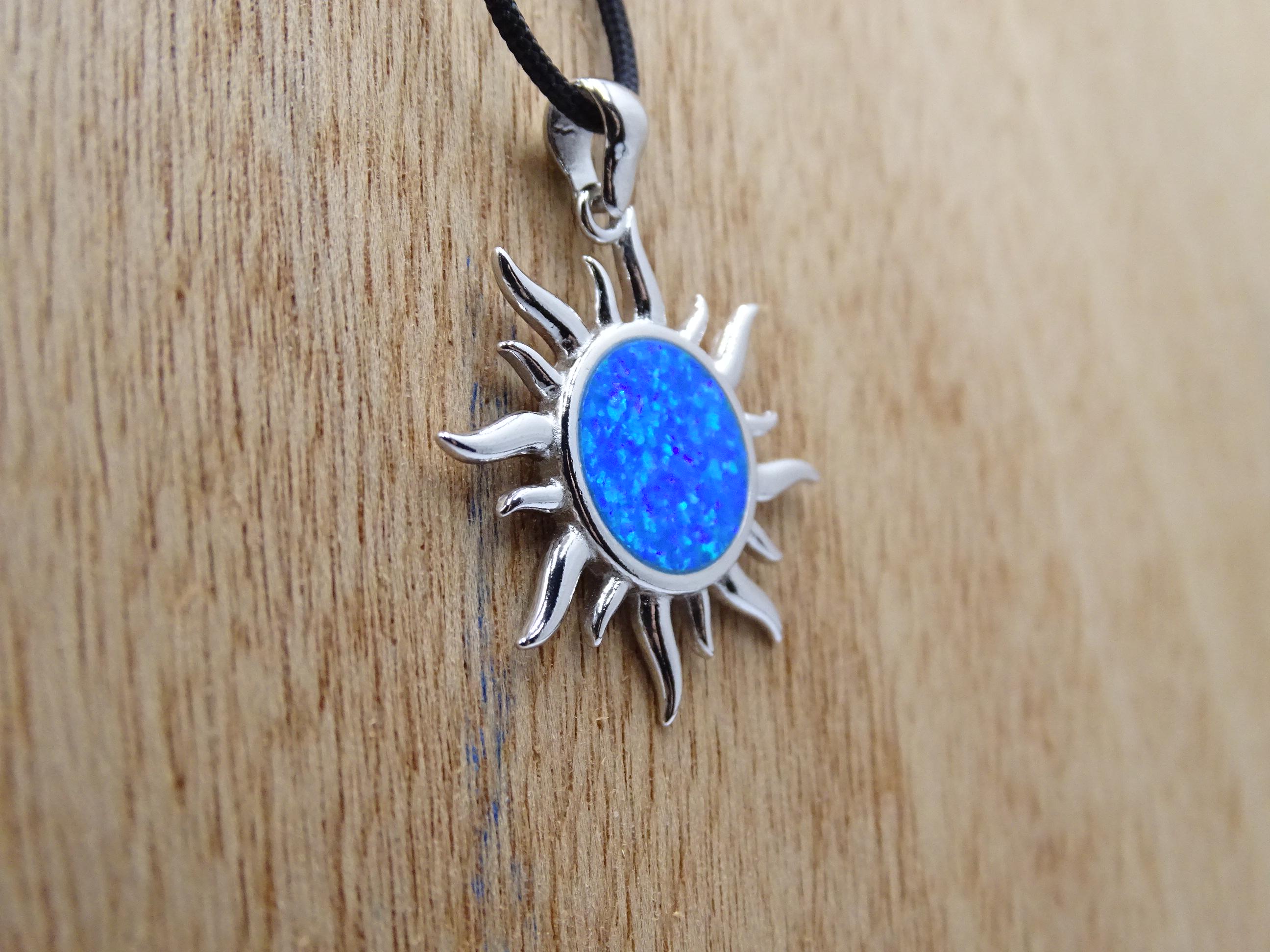 Apollo Blue Opal Silver Sun Pendant, Silver Sun Charm, Greek Oracle ...