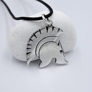 Greek Helmet Pendant Men&#39;s Silver Spartan Warrior Helmet Necklace Gift for him, Spartan race,Birthday Gifts,Gift Ideas,Silver Helmet Pendant