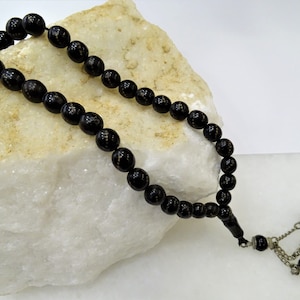 Black Coral Greek Komboloi, Black worry beads, Player beads gift, Prayer precious gift, Anxiety gift for men, Grandfather gift, Greek gift