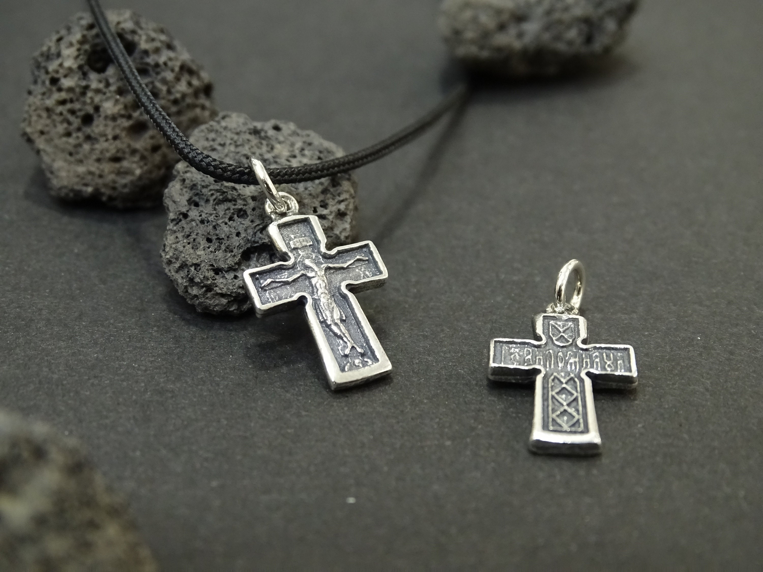 Small Silver Cross Necklace Dainty Cross Pendant Byzantine Religious Necklace Petite Cross Necklace Faith Necklace Crucifix Necklace Gift
