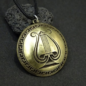God Apollo Lyre Bronze Pendant, Apollo Instrument Pendant, God of Sun and Happiness pendant, Apollo harp Charm, music necklace, lyra Apollo