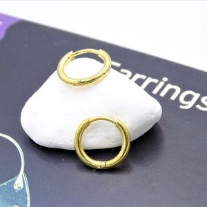 Tiny Huggie Hoop Earrings, Plain Steel Huggie Hoop Earrings, Dainty Hoop Earrings, Dainty Tiny Huggies, 18K Gold Plated Hoops,Light Huggies
