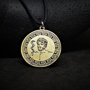 Rod Of Asclepius Pendant Necklace, Solid Hand Cast Antique Bronze, Staff of Aesculapius, Medical First Responder Unisex Jewelry Gift