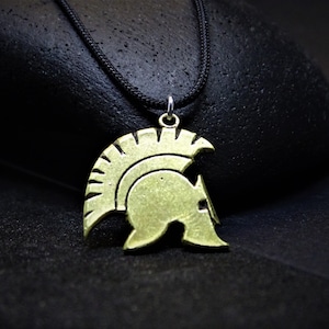 Greek Helmet Pendant Men&#39;s Antique Bronze Spartan Warrior Helmet Necklace Gift for him, Birthday Gifts, Gift Ideas, Brass Helmet Pendant