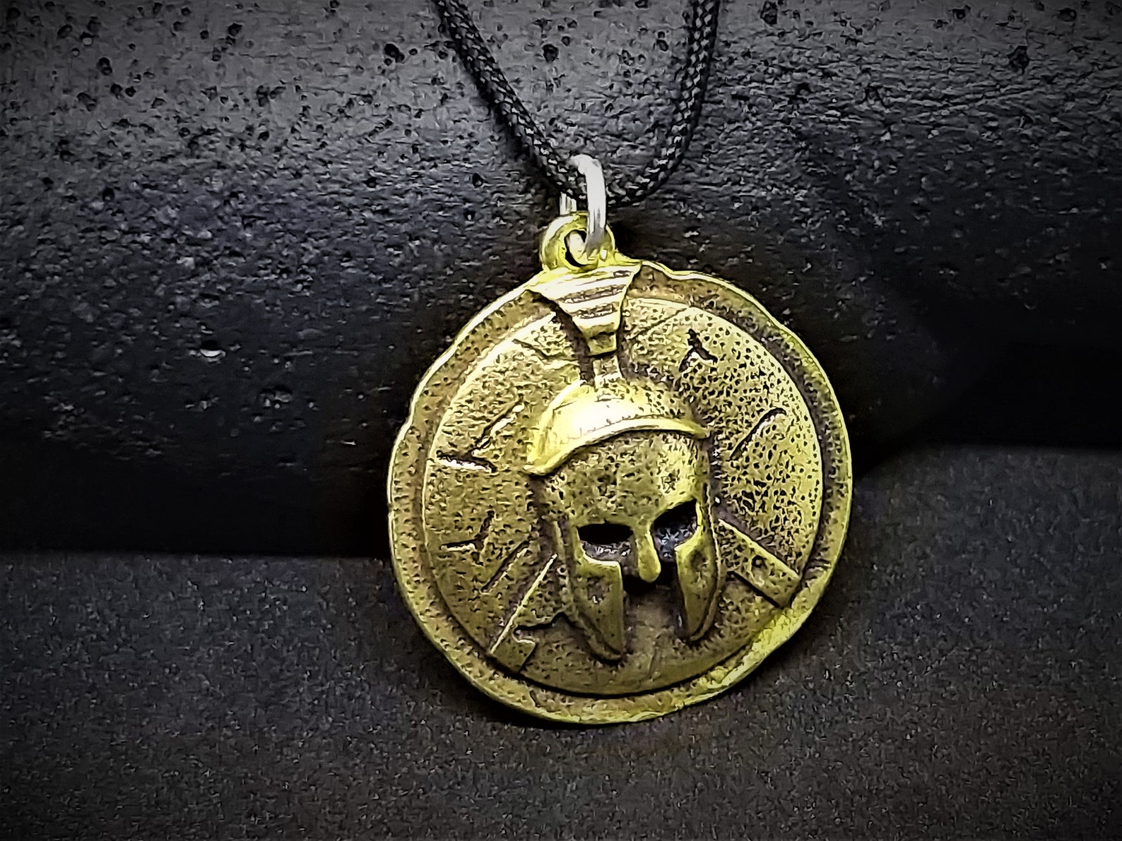 Spartan Warrior Helmet Pendant Necklace - 24" Chain, 18K Gold Plated Stainless Steel, Men & Women - View #8