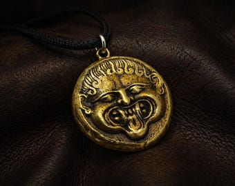 Medusa Coin Necklace, Greek Mythology Pendant, Gorgon Necklace, Ancient Greek Jewelry, Bronze Coin, Gift for Him Her