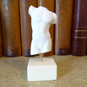 Man naked body handmade statue, Male sculpture made of white stone, Home decoration muscular man torso, Sexy girlfriend art museum gift