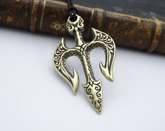 Huge Solid Bronze Trident pendant necklace, Big charm Neptune necklace Pendant God of Sea Pendant Greek mythology Inspired for Men Jewelry