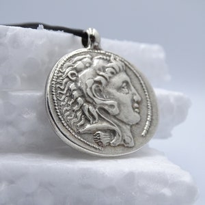 Heracles and Zeus Big Coin Pendant, Hercules Greek Mythology Coin, Nemean Lion Men Accessory, Greek Gift for Him, Mythology souvenir Jewelry
