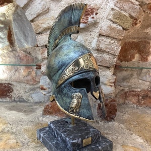 Big Ancient Greek Athenian Bronze Helmet, Greek Aristocrats Helmet, Museum Art Sculpture Replica, Greek Art Decor, Unique Statement Gift