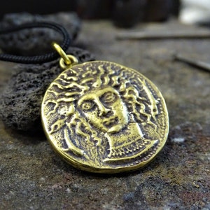 Big Arethusa coin pendant, Nymph Greek Coin, Arethusa antique bronze necklace, Ancient Greek jewelry, Nymph Necklace, Boho Coin Jewellery
