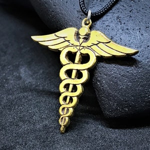 Medical Symbol Pendant Necklace, Nurses Medical Logo Necklace, Bronze Medical Caduceus Symbol Necklace, Doctor Sign Logo,Medical Professions