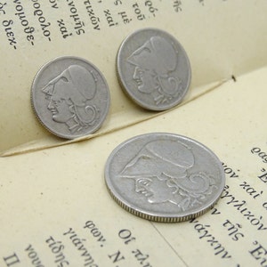 Set of 3 Real Greek coins with Goddess Athena, 1926 Athena Greek Coinage, Gift for Men collectors, Rare Greek Coin, Goddess gift Mythology
