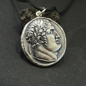 Thirty pieces of silver coin pendant, Judas Iscariot betrayed Jesus coins, Coins of the Bible, Shekel of Tyre necklace, Museum Heracles coin