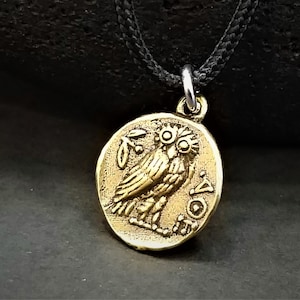 Drachma Ancient Greek Handmade Antique Brass Necklace, Tiny Athena Drachma Women Jewelry, Ancient Coin Pendant, Greek Mythology Mens Gift