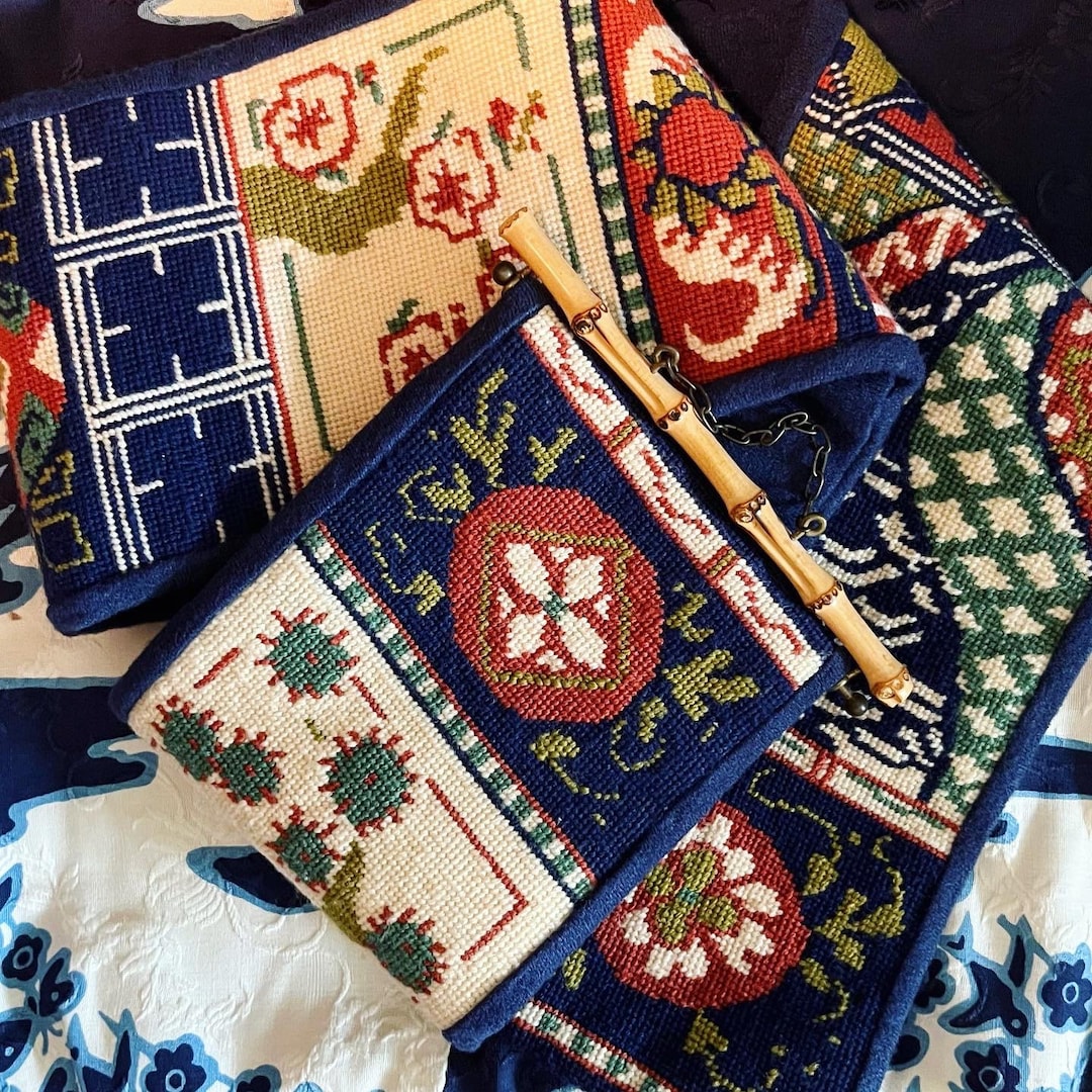 Vintage Needlepoint Bell Pull Etsy