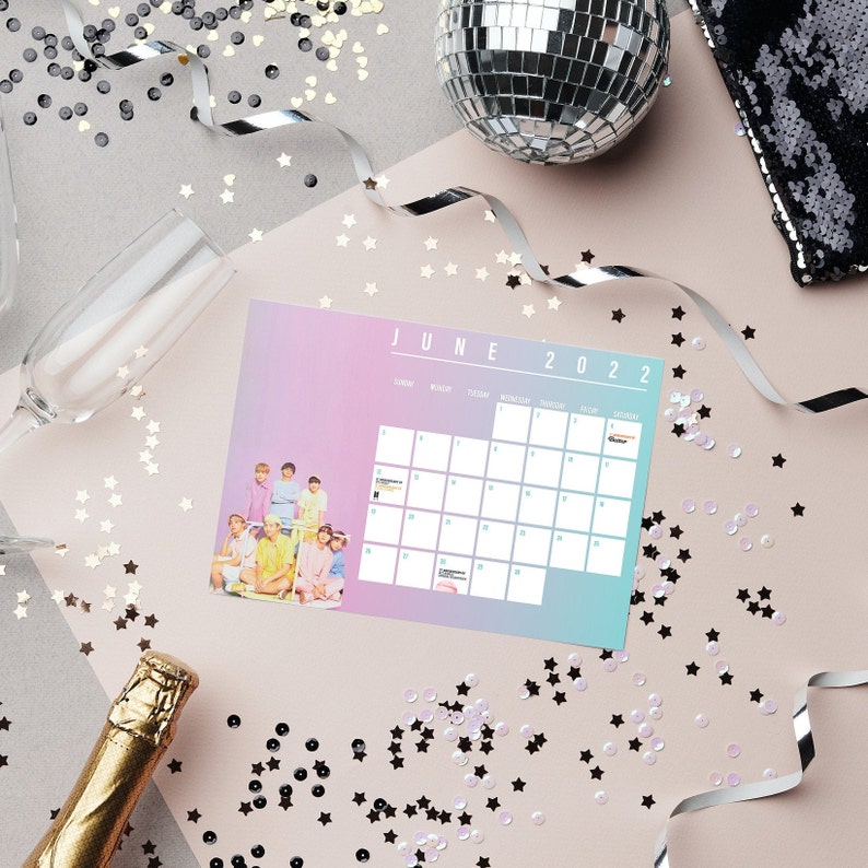 bts 2022 pastel pdf a3 calendar full year individual etsy