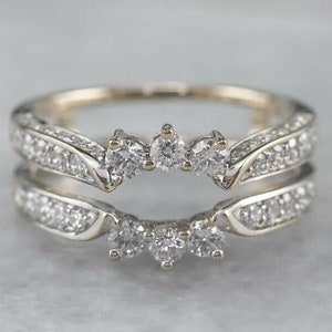 2.00 Ct Round Cut VVS1 Diamond Enhancer Wrap Engagement Ring 14K Yellow Gold Finish, 925 Sterling Silver, Enhancer Ring Band