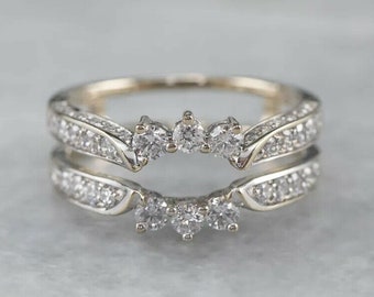 Enhancer Ring, 2.00 Ct Round Cut VVS1 Diamond Enhancer Wrap Engagement Ring 14K Yellow Gold Finish, 925 Silver, Enhancer Ring Band