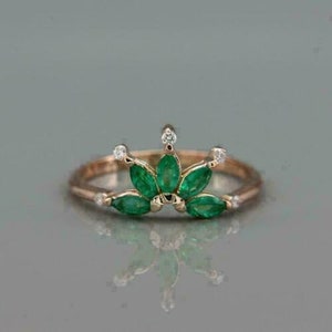 Enhancer Guard Rings, 1Ct Marquise Cut Green Emerald Simulated Women's Wedding Band 14K Rose Gold Plated, Mothers Day Gift Idea