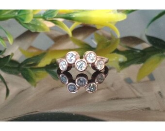 Toe Ring For Women, 14K Yellow Gold Plated Toe-Ring, Ladies Dainty Heart Shape Toe Ring, 5-Stone Bezel Minimal Toe Ring.