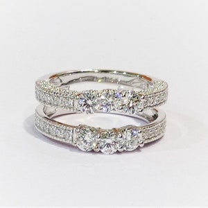 Enhancer Rings, 1.50Ct Diamond 14K White Gold Over Engagement Solitaire Enhancer Guard Wrap Ring, 925 Sterling Silver,  &quot;FREE GIFT&quot;