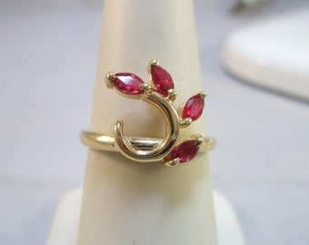 Anillo realzador con protector de banda, acabado en oro amarillo de 14 quilates, anillo realzador con protector de envoltura de rubí, alianzas de boda, regalo para el Día de la Madre