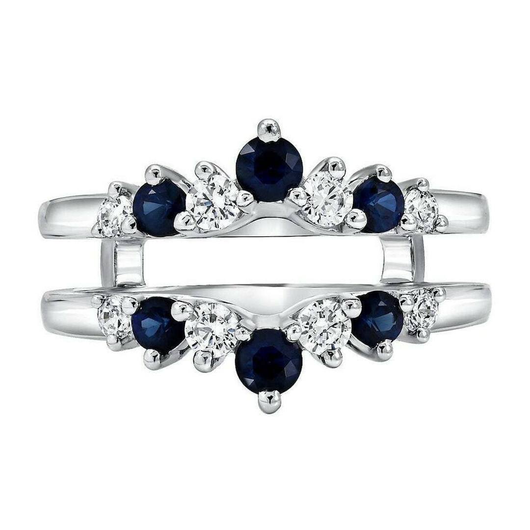 Enhancer Rig Set, 925 Sterling Silver Blue Sapphire & Diamond Enhancer ...