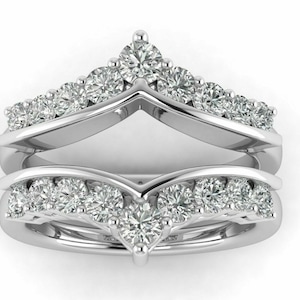 Enhancer Ring Set, 2.00 Ct Round Cut Diamond 14K White Gold Finish Wedding Enhancer Wrap Band Ring, 925 Sterling Silver