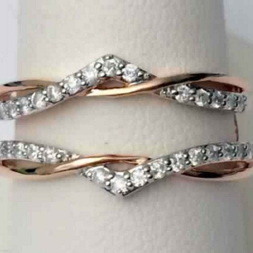 Enhancer Ring Band Twotone Women's 2.00 Ct Roundcut Etsy