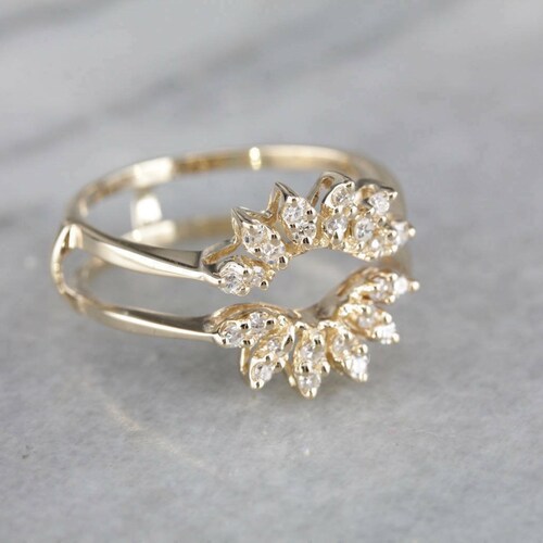 Moissanite Curved Enhancer Wedding Band Eternity Ring 14k Etsy