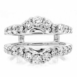 Enhancer Ring Sets, 2Ct Round Lab-Created Diamond 14k White Gold Finish Enhancer Wrap Wedding Ring, Wedding Bands, Wedding Ring Sets