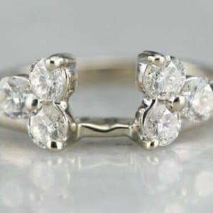 0.20 CT Round Cut White Diamond 14K Yellow Gold Finish Enhancer Guard Ring For Engagement, Anniversary, Wedding Ring jacket.