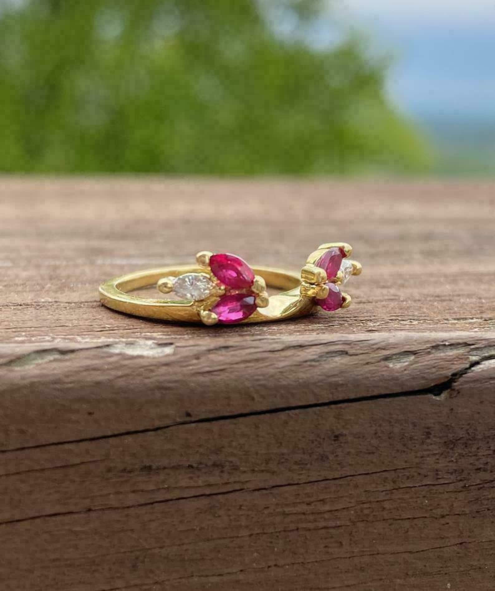 Enhancer Ring Band, 2 Ct Ruby & Diamond Guard Wrap Band Ring 925 Silver ...