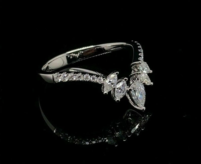 Marquise Cut Cubic Zirconia Wedding Enhancer Ring, 14K White Gold ...