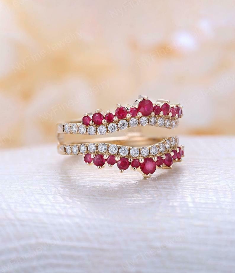 Enhancer Ring Set Ring Enhancer Art Deco Ruby Diamond Etsy